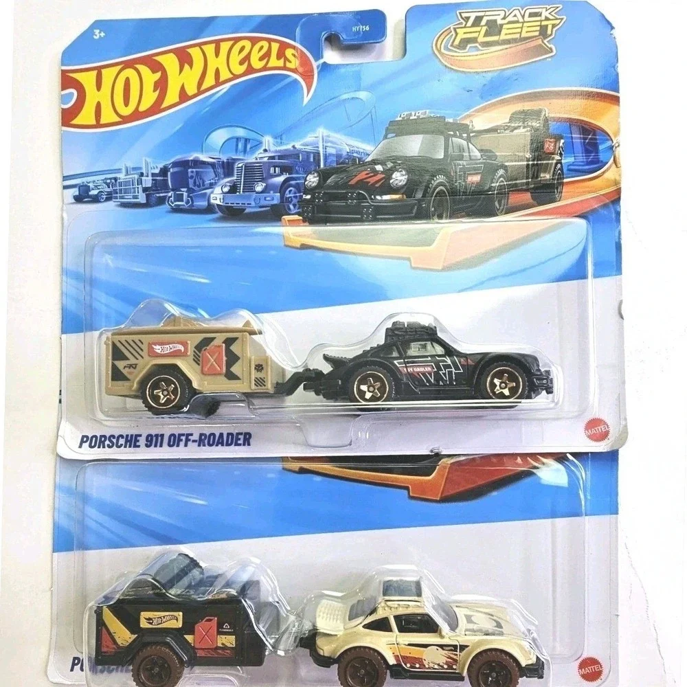 Hot Wheels Track Fleet Porsche 911 Off-Roader Black with Trailer HYT56 New - Picture 1 of 12